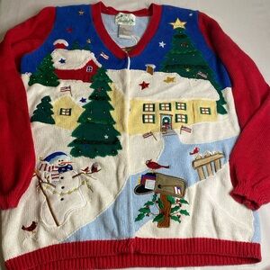 Vintage Quacker Factory Christmas Ugly Sweater Small Ramie Cotton Blend Party